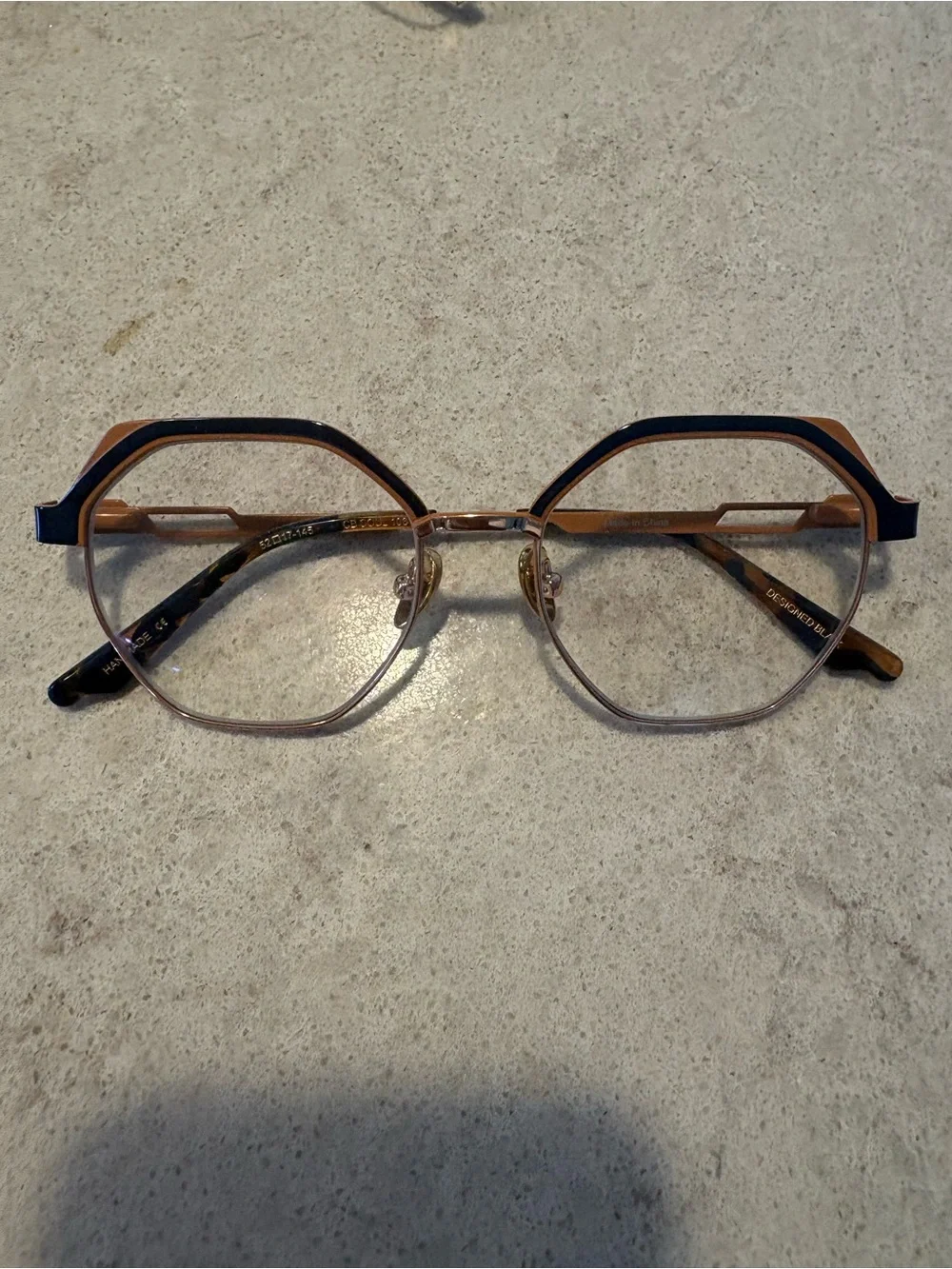 Modern Two-Tone Geometric Women’s Eyeglasses in Brown and Black